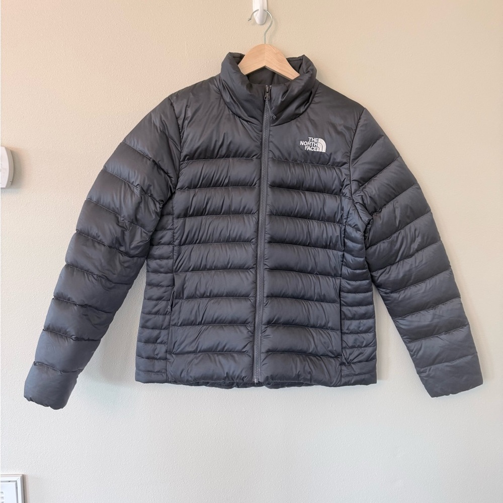 The North Face Aconcagua Down Jacket Women’s Size L Charcoal Gray Zip Pockets
